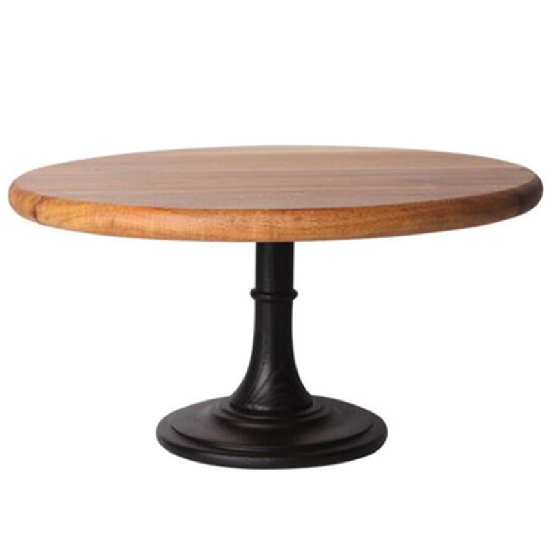 Taart Plaat Stand Houten Plaat Metalen Hoge Basis Cupcake Schotel Hout Lade: Black   Wood color