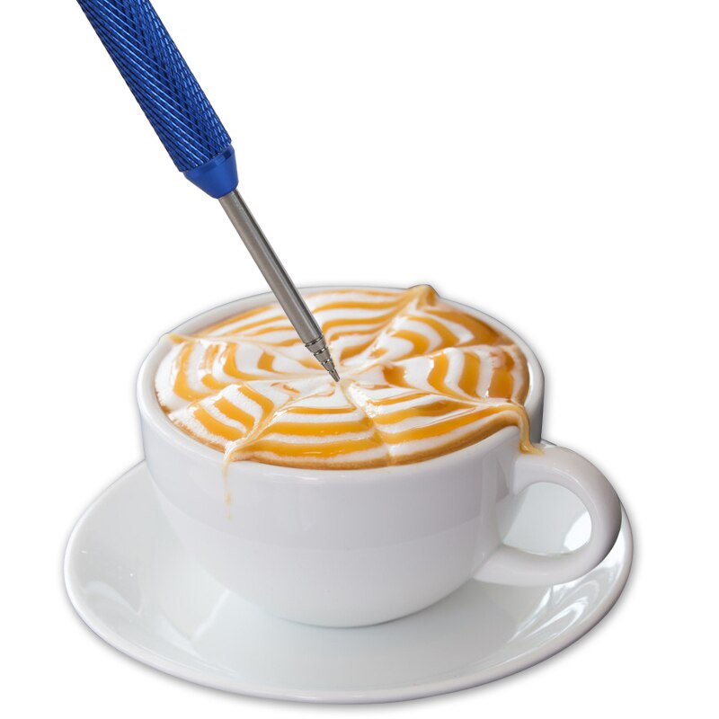 Rustfrit stål kunst pen kaffe latte skum kunst pen nål rustfri barista spatel værktøj kaffe latte cappuccino stencils værktøj