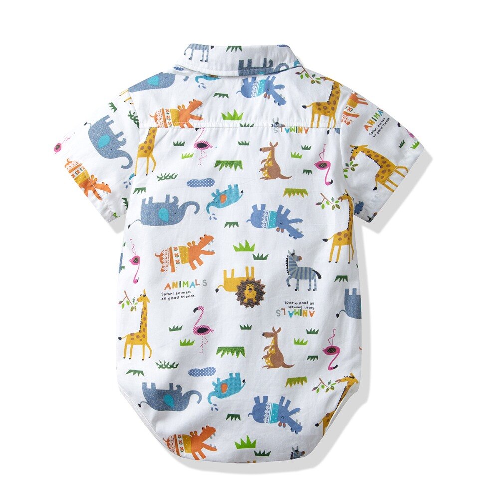 baby romper for summer animal printing short sleeves clothes infant boy top overall first