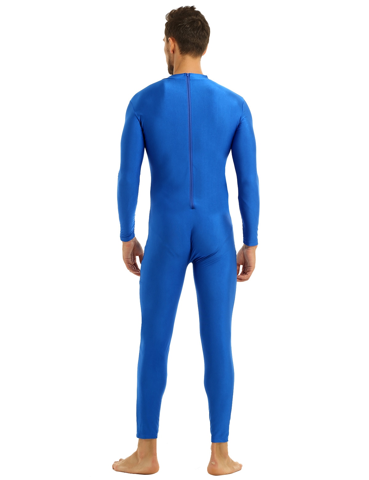 Bra passform för herrdräkter långa ärmar skinny helkropps-katdress vuxen lycra danskläder body gymnastik träning unitard