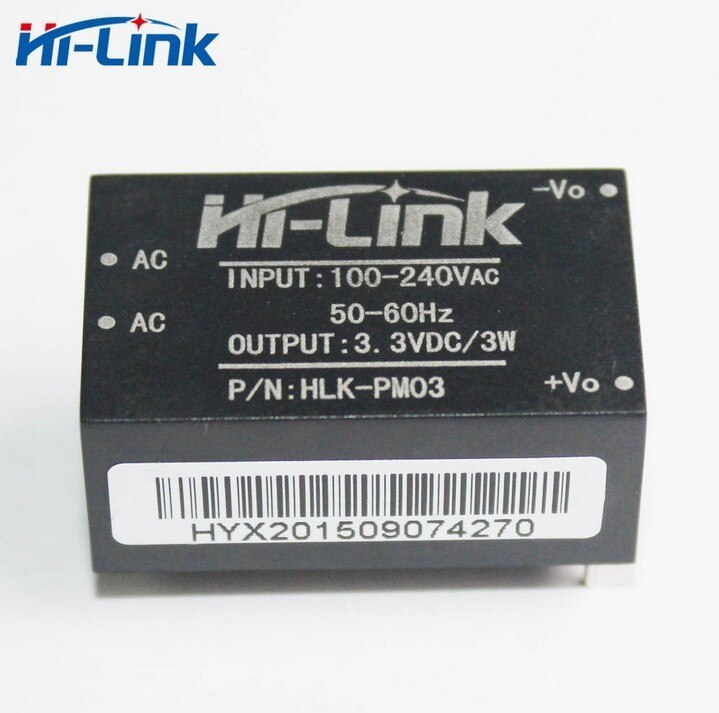 2 stks/partij Hi-Link HLK-PM03 220v 3.3V 3W AC DC mini size geïsoleerde step down voedingsmodule