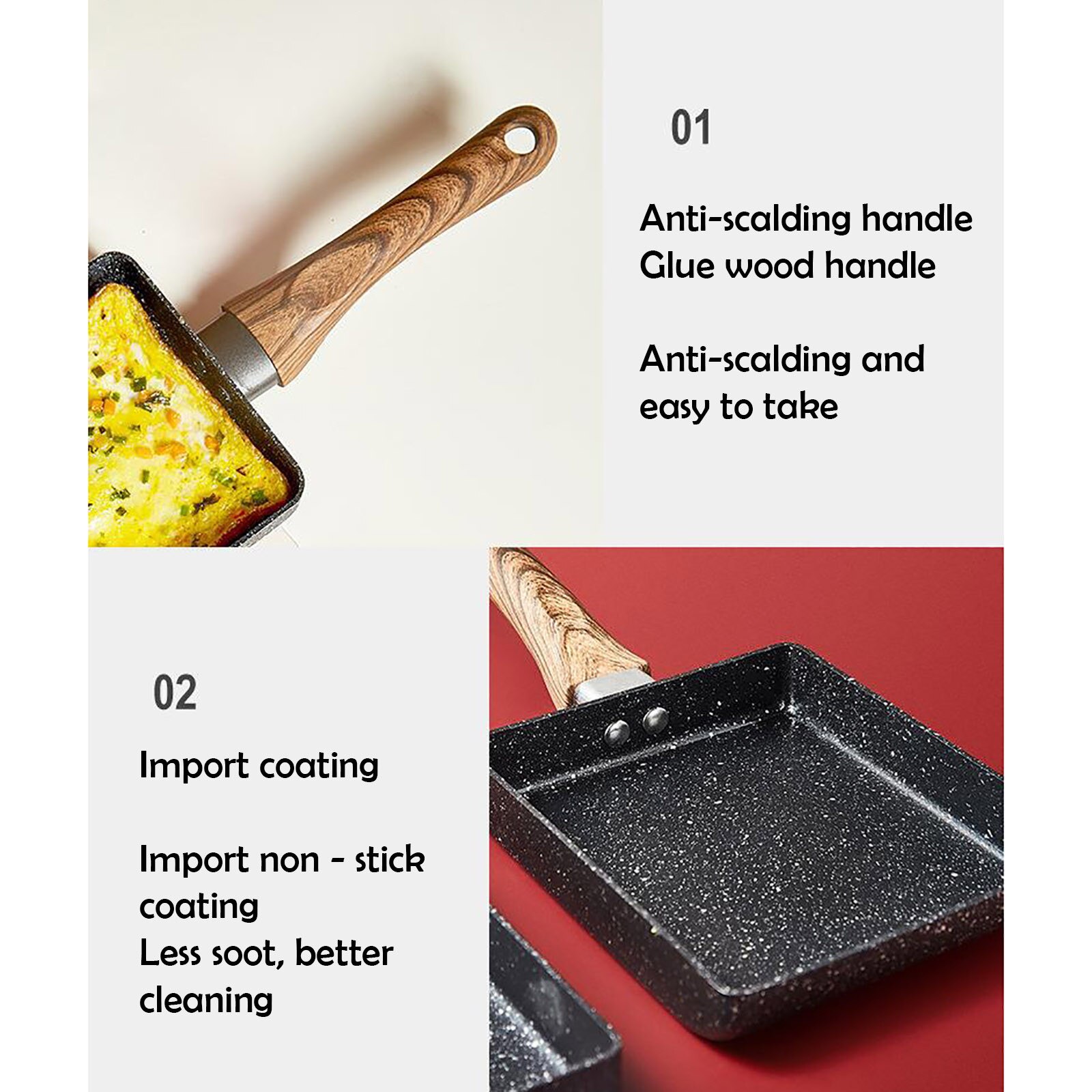 Japanse Stijl Omelet Tamagoyaki Thuis Ontbijt Aluminium Koekenpan Keuken Non-stick Maifanite Steen Kleine Koken #25