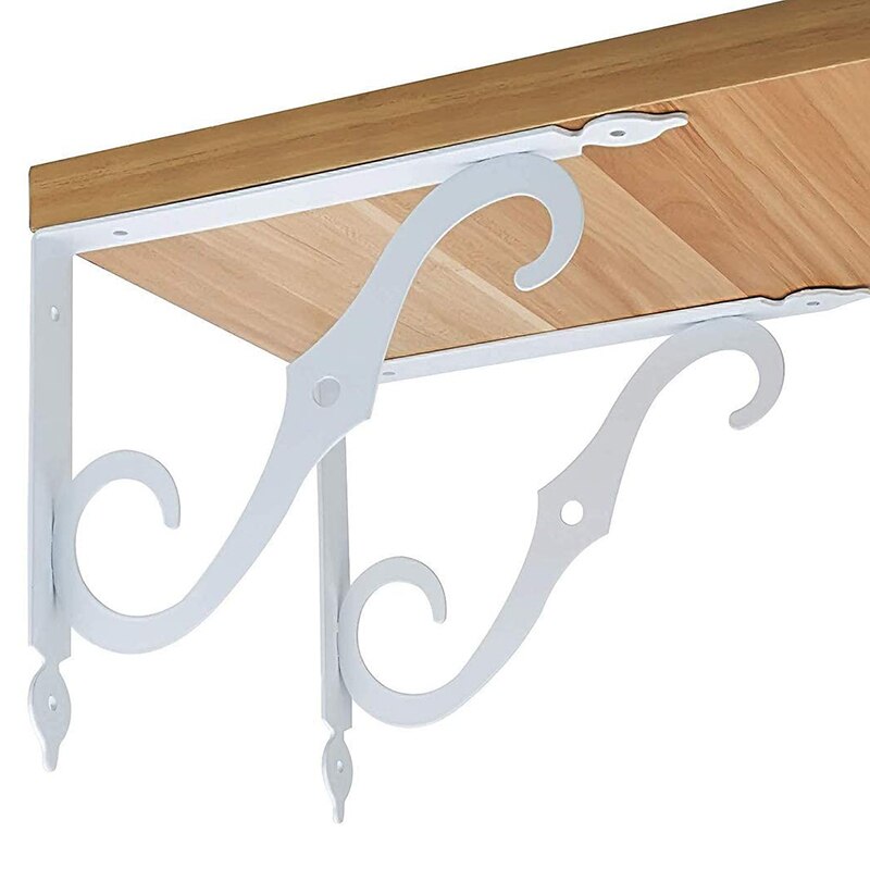 4-Pack Shelf Brackets, Wall Mounted Heavy Duty White Bracket for Shelves Corner, Support Corner Brace Joint (White)