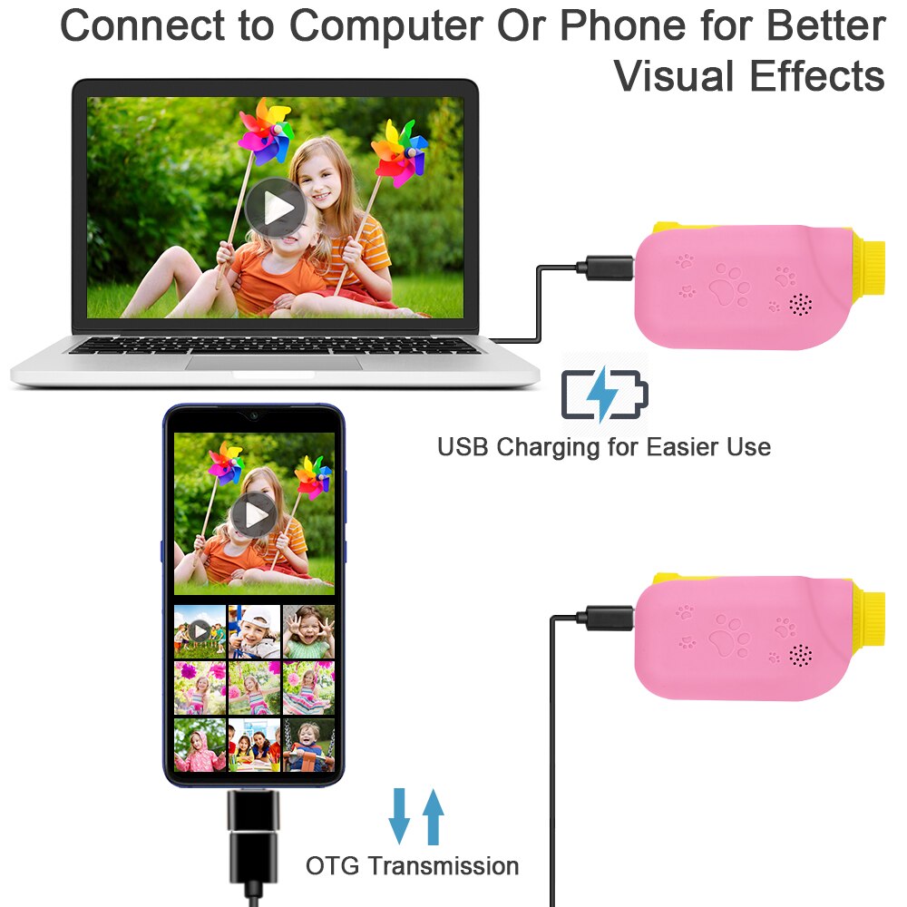 Prograce 12MP chico s Cámara de juguete los niños Digital foto de cámara Cámara juguetes para niños de las niñas para chica Vlog Mini cámara para chico