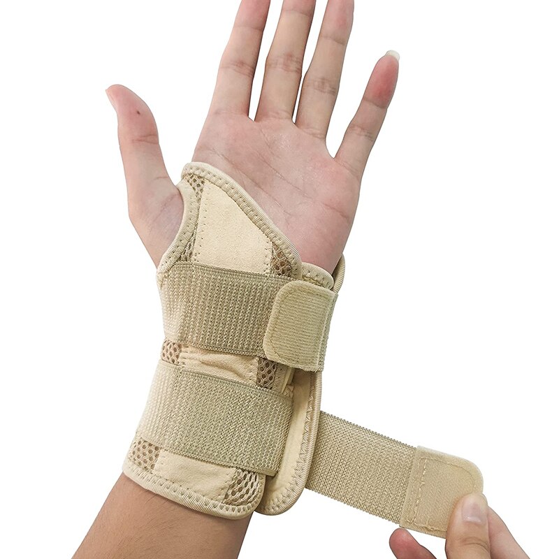 Handgelenk Unterstützung Gym Crossfit Bodybuilding Armband Hand Handgelenk Brace Schutz für Gewicht Heben Karpaltunnel Sehnenentzündung Schmerzen: Beige Left / S/M
