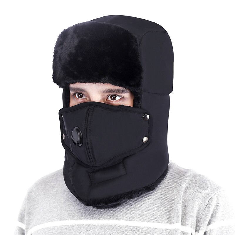 Unisex Outdoor Cycling Cold-Proof Ear Warm Cap Thickened Ear Warmer Winter Hat: black