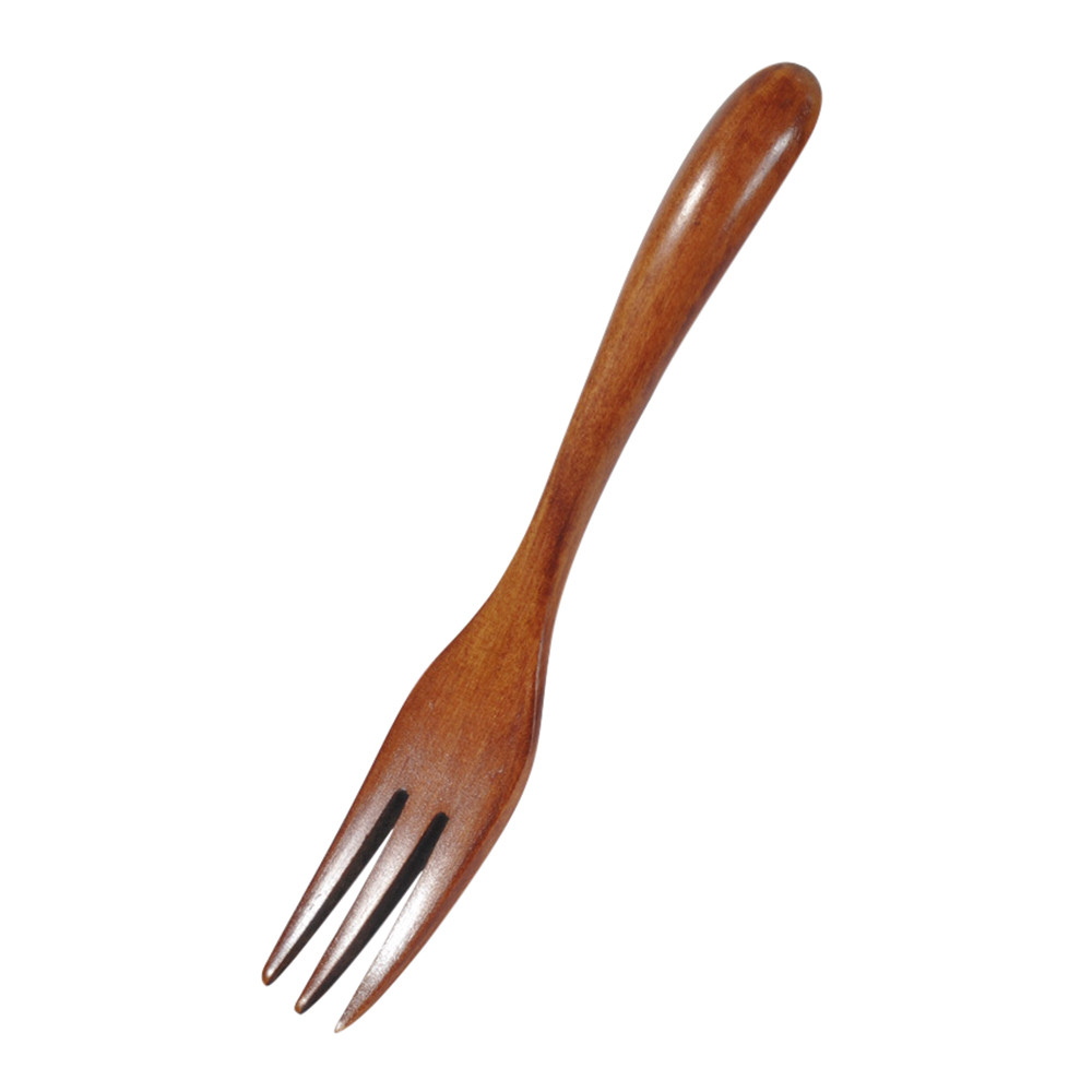 Natural Wooden Forks Three Teeth 15cm Fork With Winding Kitchen Accessories Dining Aid Guide Japan Style Tableware table fork: Brown 
