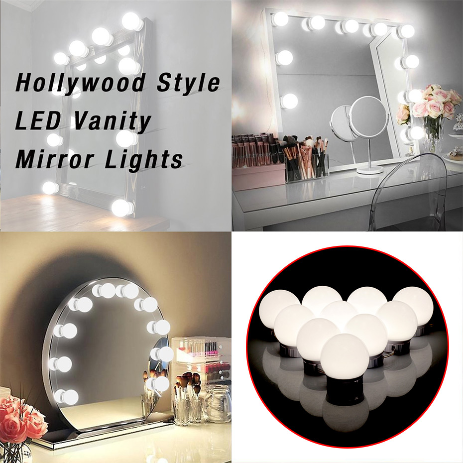 Make up Spiegel Vanity Led-lampen Kit Usb-poort Opladen Cosmetische Make-up Licht Spiegels Lamp Verstelbare Helderheid lichten A1