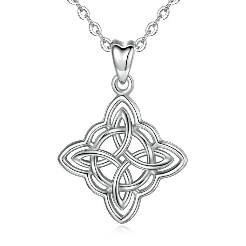 Eudora collana in argento Sterling con ciondolo nodo celtico irlandese di buona fortuna con confezione regalo gioielli da donna di moda nodo in argento fascino CYD200: Argento