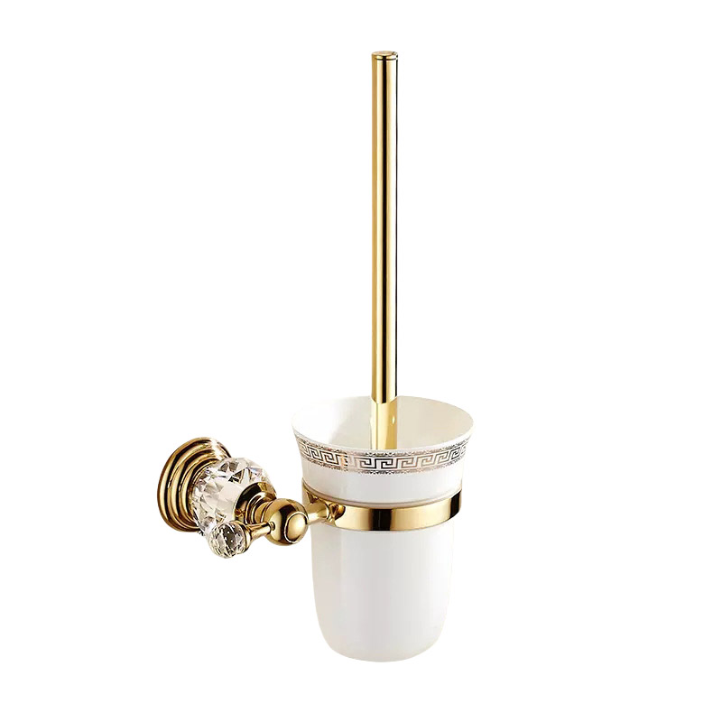 Luxury Gold Polished Brass Bathroom Accessories Set - Wall-Mounted Crystal Bath Hardware Collection: Navy Blue