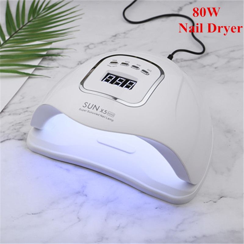 80W Nagel Droger UV LED Lamp Kralen Voor Nail Gel Polish Curing Manicure 10 S/30 S/ 60 S/99 S Timing Mode Nail Art Tool