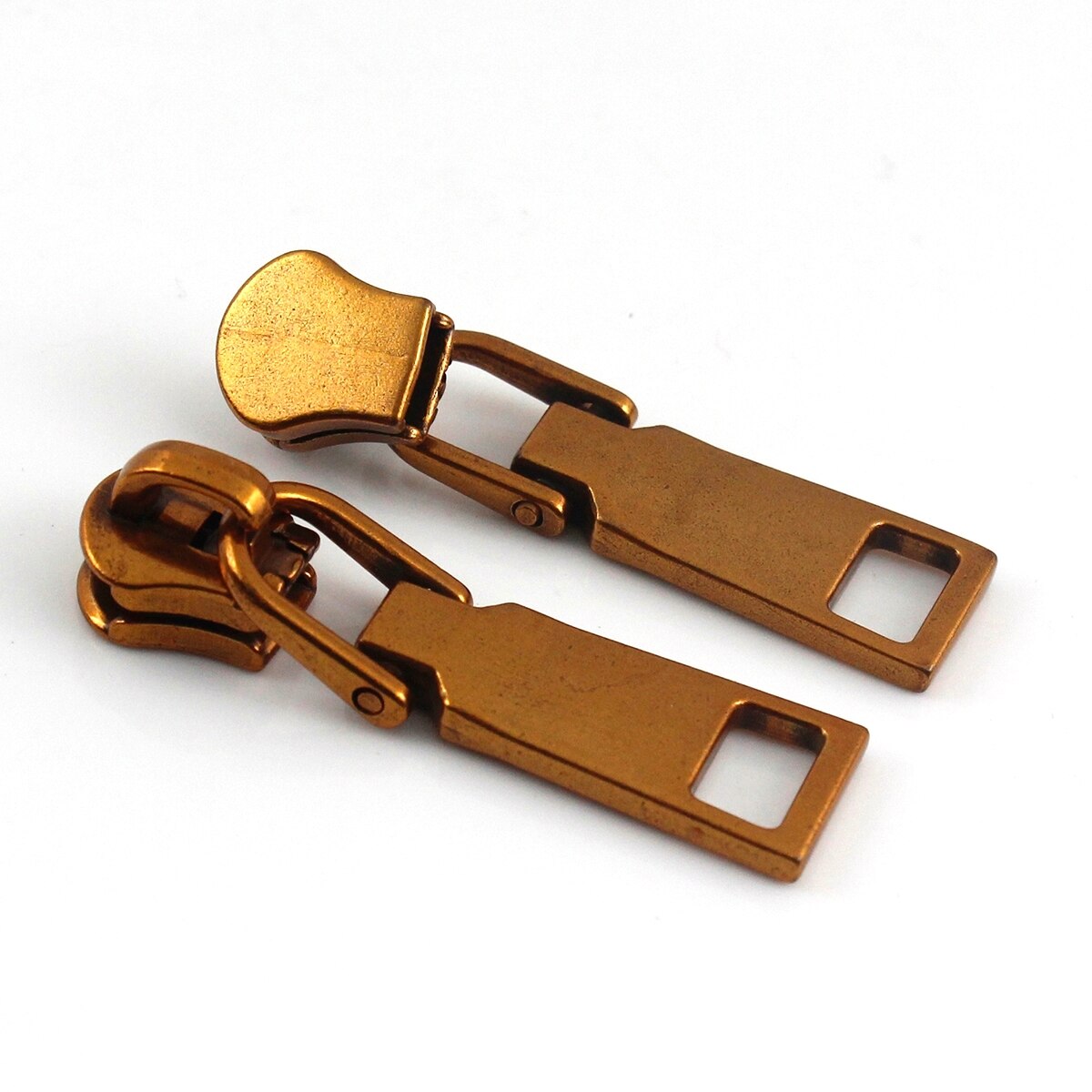 Deslizadores de cremallera para chaquetas y abrigos, Kit de reparación de cremalleras, accesorios de costura para bolsos, 7 colores, n. ° 5, 20 piezas: Antique Brass