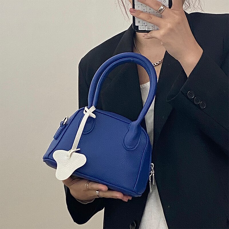 Draagbare Kleine Shell Tas Vrouwen Blauw Schouder Messenger Bags Pu Lederen Dames Elegante Vrouwelijke Daily Purse Handtassen