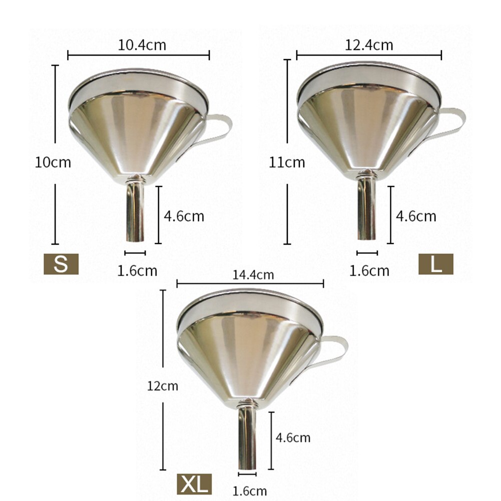 Embudo de cono de acero inoxidable, 11/13/15cm, tolva líquida de aceite de vino, herramienta para el hogar, utensilios de cocina, Bar y comedor