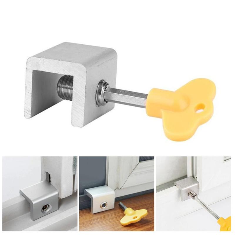 Window Security Key Lock Sliding Doors Window Restrictor Hardware Improvement Door Child Anti-theft Safety Household Stopp F7T3