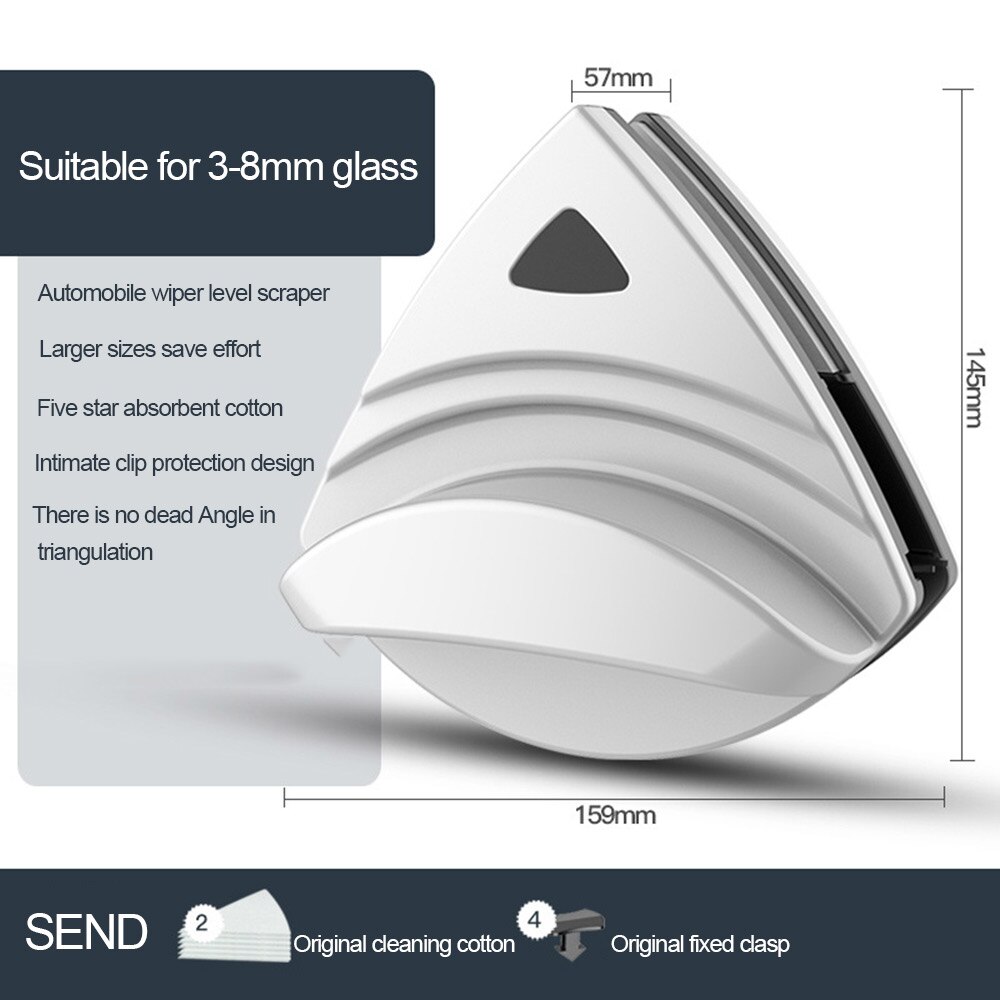Limpiador de ventana magnética de doble cara, limpiador de vidrio para hogar y oficina, limpiador de ventanas de edificios altos, cepillo de limpieza de superficies, 3-8mm/5-24mm: A