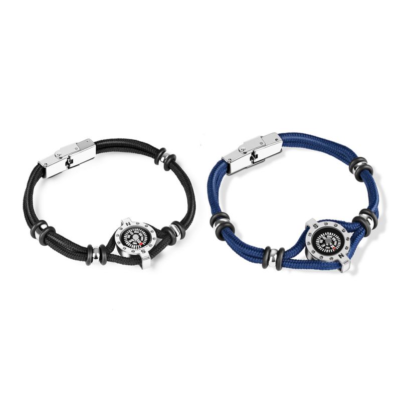 Titane acier Bracelet corde aventure escalade boussole ornements bijoux en plein air Camping randonnée sauvage Navigation outil