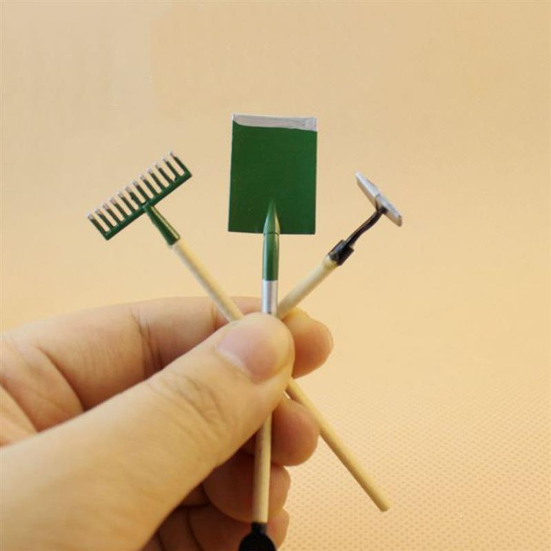 DIY Watering Can Pulling Cart Spade Rake Garden Tools For Children Dolls House Miniatures Accessories Set