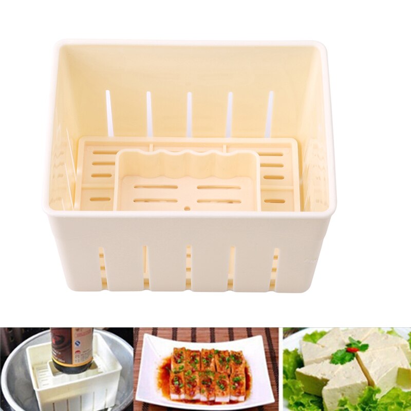 1 pieza DIY de plástico para hacer Tofu casero, Kit de molde de prensa, maquina para hacer Tofu, juego de soya, molde de prensado con paño de queso, cocina