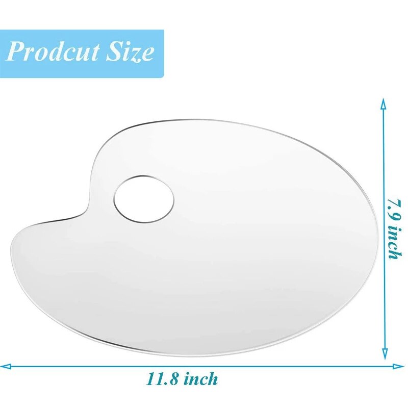 2pcs Clear Acrylic Paint Palette Paint Color Mixing Palette Pigment Tray Easy Clean for Oil Watercolour Gouache Painting Tools