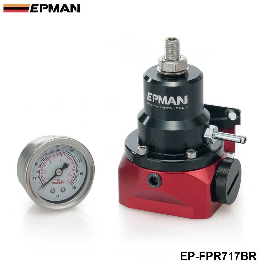 EPMAN jdm-Regulador de presión de combustible ajustable FPR, accesorio para Cherokee XJ 84-05 TK-FPR717BR, con calibre 160psi/No con) AN10: with gauge