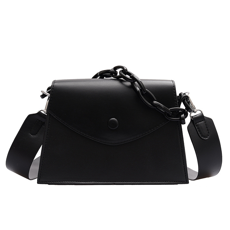 Novedad de , bandoleras de piel sintética para mujer, femenina, Bolso con solapa salvaje, bolsos de mensajero informales para mujer, bolsos cruzados con cadena: Black