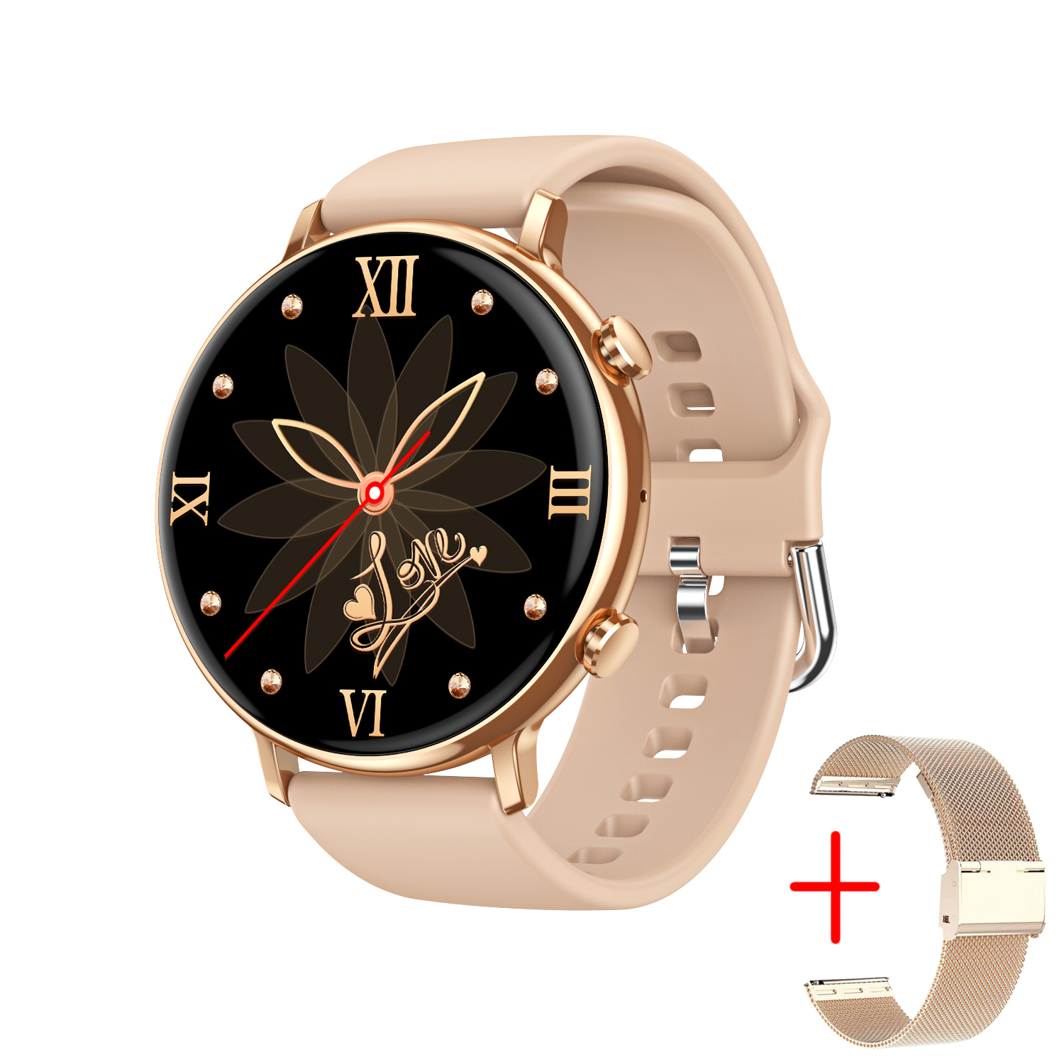 Relógio inteligente bluetooth chamada pagamento notificação de chamada tela cheia toque 1.3 polegadas freqüência cardíaca pressão arterial oxigênio no sangue nfc sono: Champagne