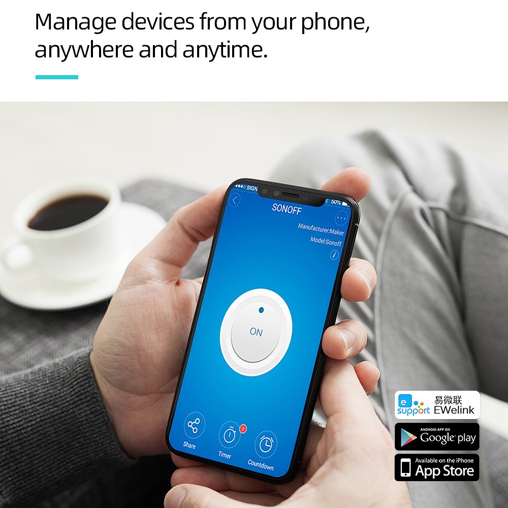Sonoff basic  r3 trådløs wifi switch 220v/ lys/med google home/alexa/ewelink automatiseringsmodul smart home diy smart switch