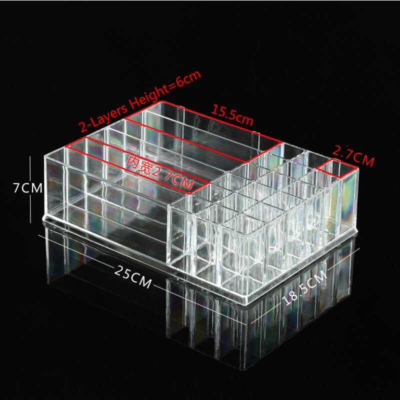 Stående akryl læbestift organizer 24 gitter makeup beholder neglelak opbevaring rack lipgloss display rack kosmetik holder
