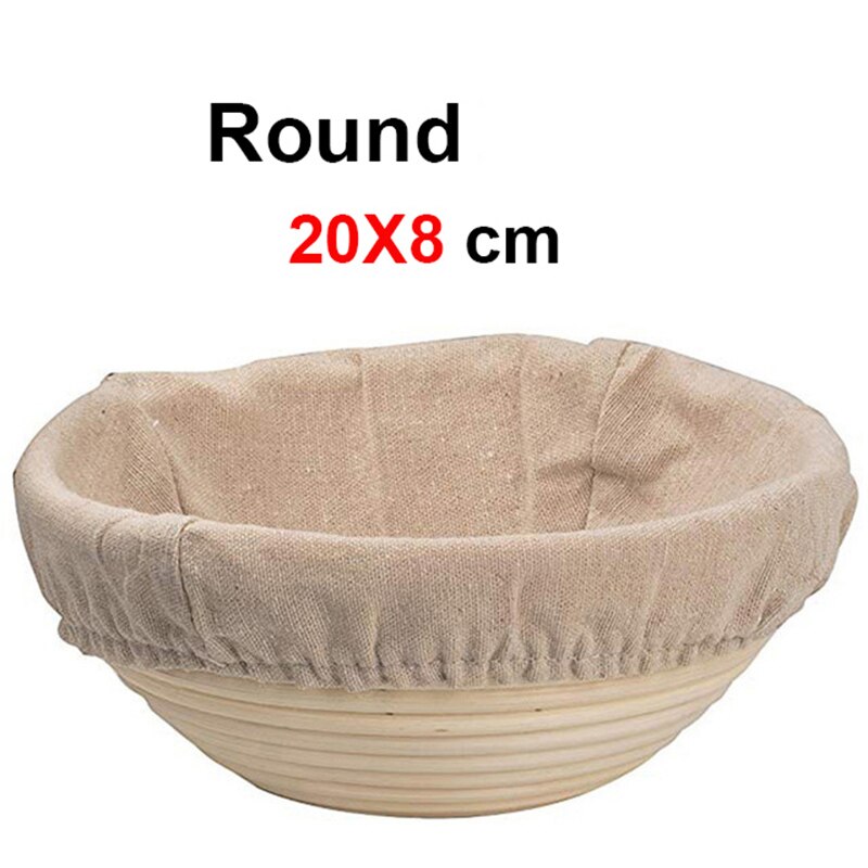 Rattan Bread Proofing Basket Natural Oval Rattan Wicker Dough Fermentation Sourdough Bread Basket Fermentation With Cloth Bag: Round 20X8CM