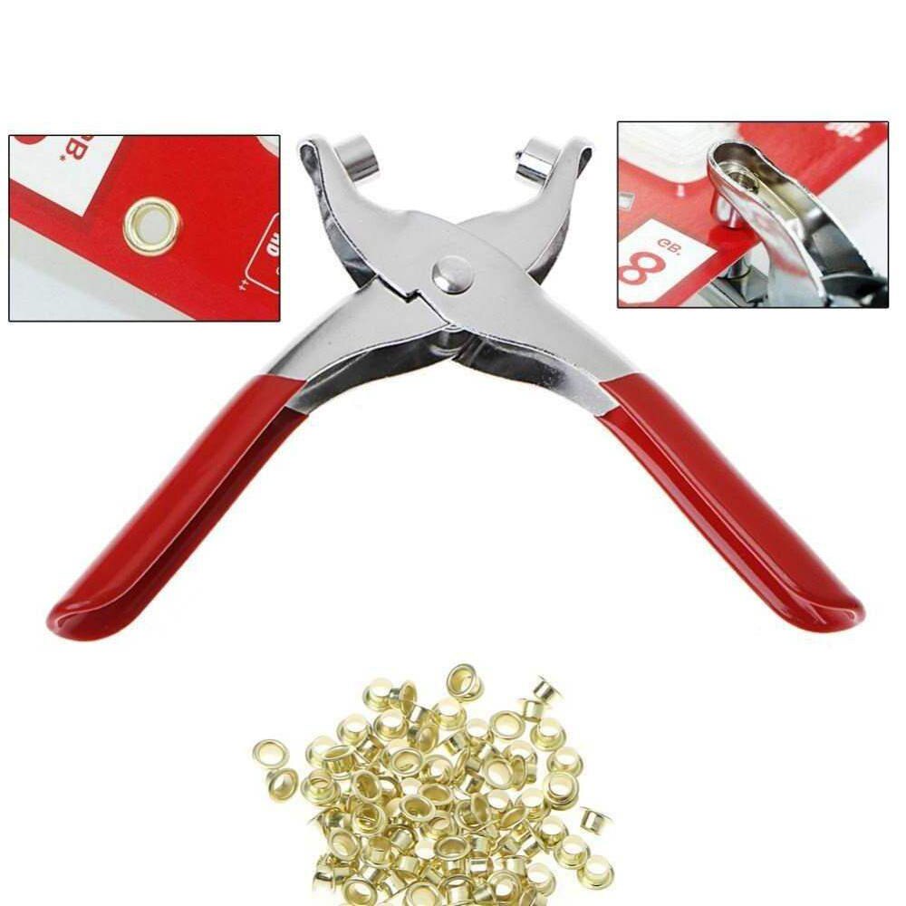 Eyelet Grommet Plier Hole Punch Leather Fabric Canvas Setter Repairing Kit Tool