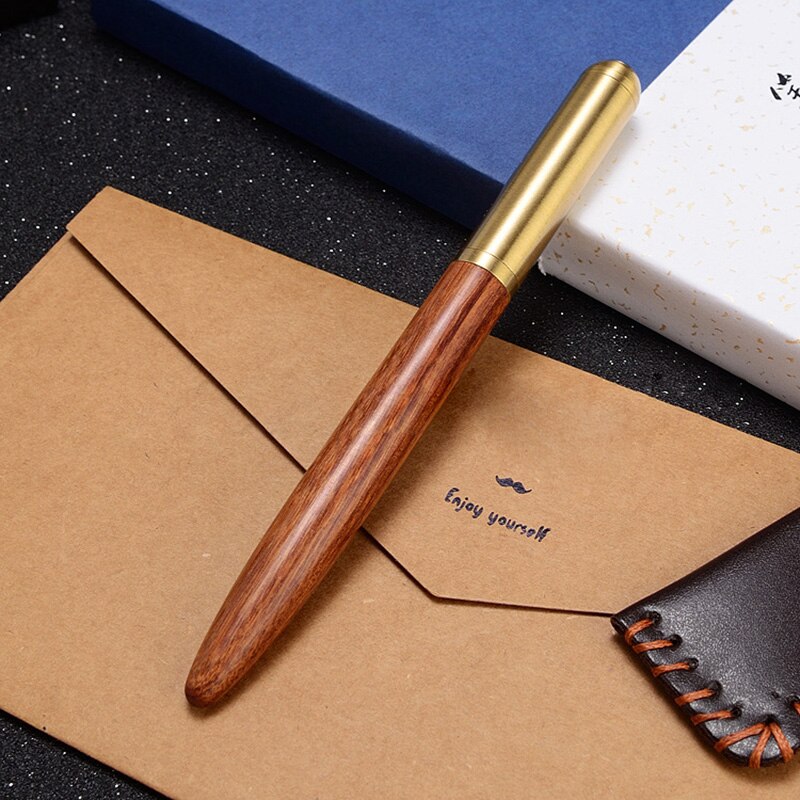 Mahogany Sandalwood Brass Pen Signature Pen Luxury Wood Fountain Pen Ink Pen Nib 0.5mm