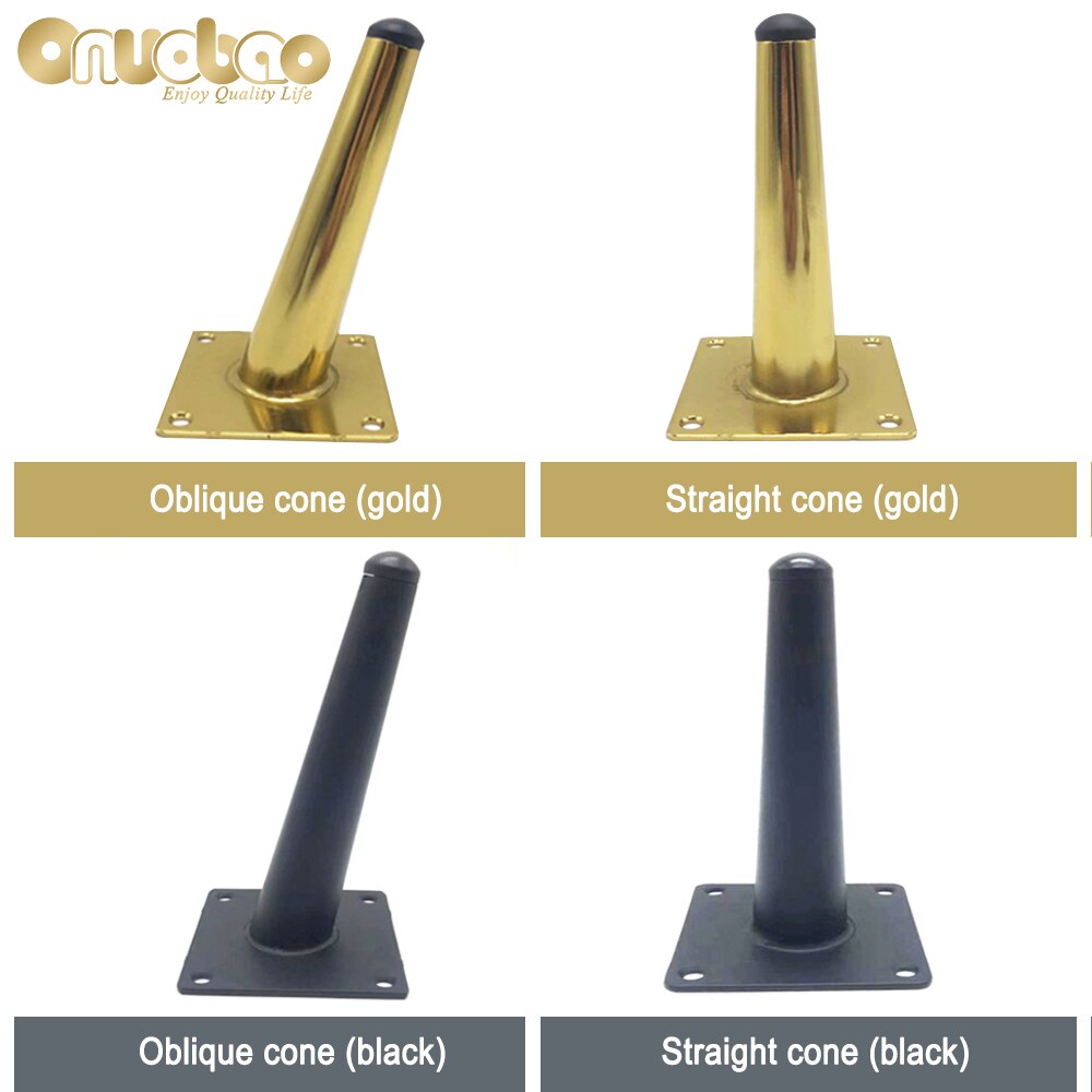 Onuobao-pattes obliques de meubles en fer forgé, 4 pièces, pieds de canapé, meuble de Table, haute résistance, pieds de Table, 10-30cm