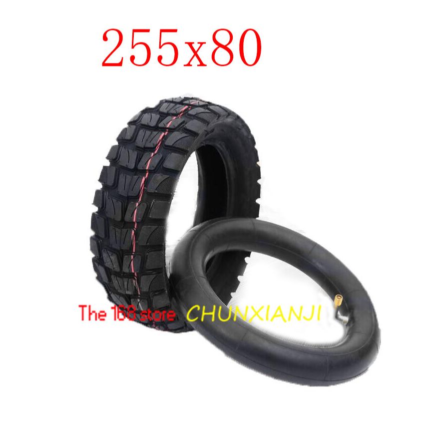 Electric Scooter Tire 255x80 Road Inner and Outer Tire 10 Inch Refitted Snow Antiskid Thickened and Widened Inner and Outer Tire: 255 80 out  inner