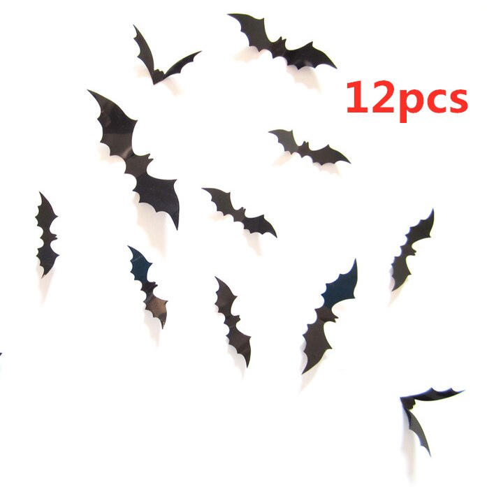 Halloween dekorasjon 3d svart pvc flaggermus halloween fest diy dekor veggklistremerke bar rom halloween fest skummel dekor rekvisitter