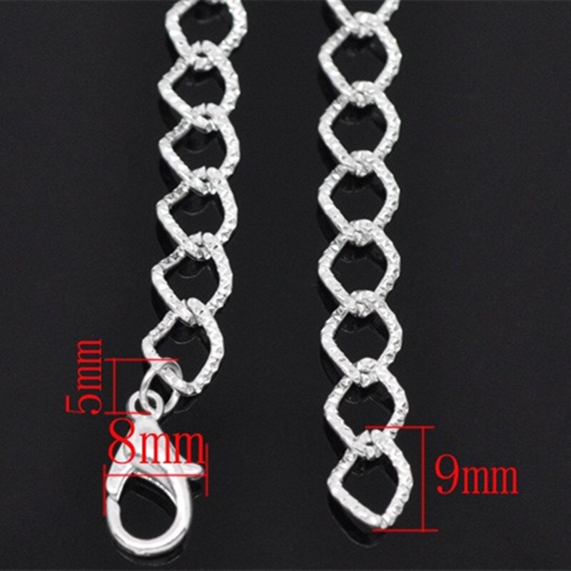 DoreenBeads Zink-legierung Strukturierte Karabinerverschluss Link Curb Kette Armbänder Silber Farbe DIY Herstellung Von Schmuck 20cm lange, 12PCs