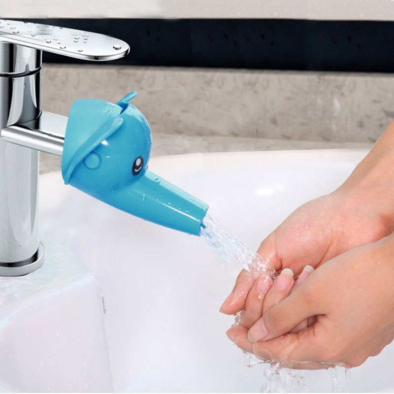 Gelukkig Plezier Dieren Kraan Extender Baby Tubs Kids Hand Wassen Badkamer Sink Mode En Handige Mooie Cartoon: Blue elephant