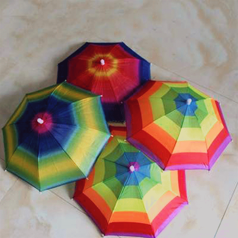 Portable Outdoor Shade Rain Hat Random Rainbow Umbrella Hat Useful Awning Camping Fishing Hiking Umbrella For Adult Kid: Default Title