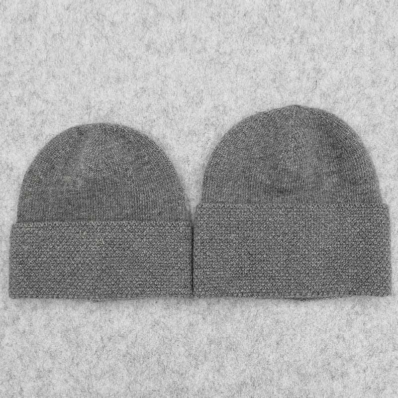 GZHILOVINGL 2 Piece Set Winter Hats For Matching Family Dad Baby Boys Knitted Hat Beanies Cap Wool Warm Skullies Solid Beanie: Dark Grey