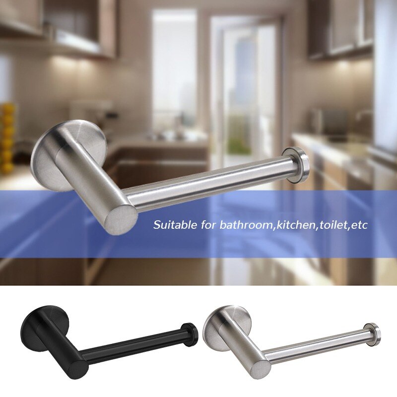 Porta rotolo di carta igienica adesivo da cucina autoadesivo porta rotolo di carta igienica nessuna perforazione per bastone da bagno a parete inossidabile