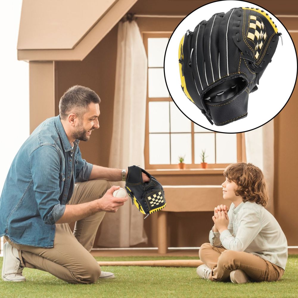 1Pc Honkbal Handschoen Praktische Softbal Handschoen Duurzaam Sport Handschoen (Geel Zwart)