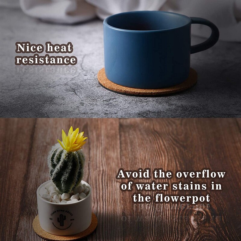 12 Pcs Cork Plant Mat Plastic Plant Mat Round Plate Pad for Garden, Courtyard, Pot Mat and DIY Craft Project (4 Inches)