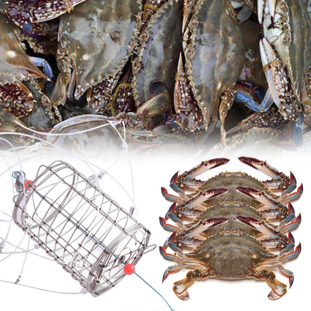 Stainless Steel Crab Catching Tool Steel Wire Lure Trap 8 Laps Crab Fishing Cages Fish Cage Feeder Crab Trap Catching Tool