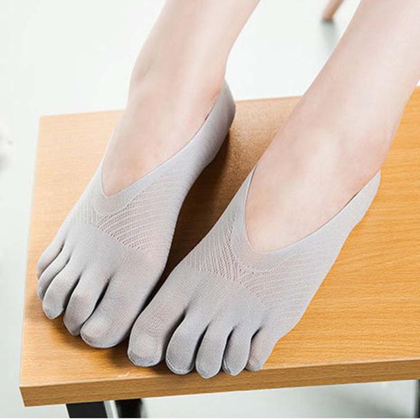 Women Five Toe Socks Female Socks Summer Thin Silk Transparent Boat Solid Women's Socks: Gray