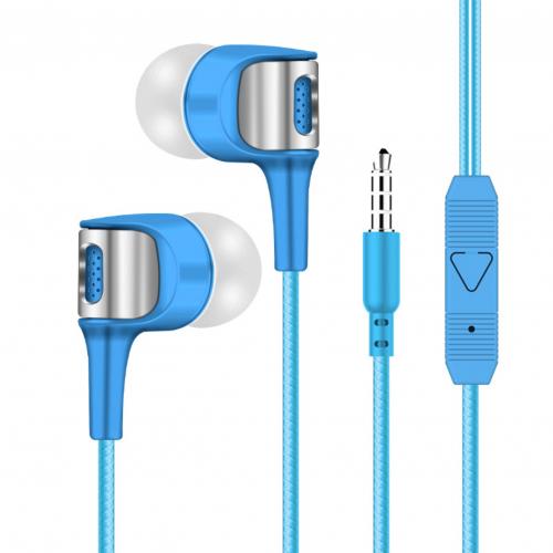 3.5mm Universal Dual Speakers Subwoofer Wired Bass In-ear Earphones Earbuds for ios Android: Blue