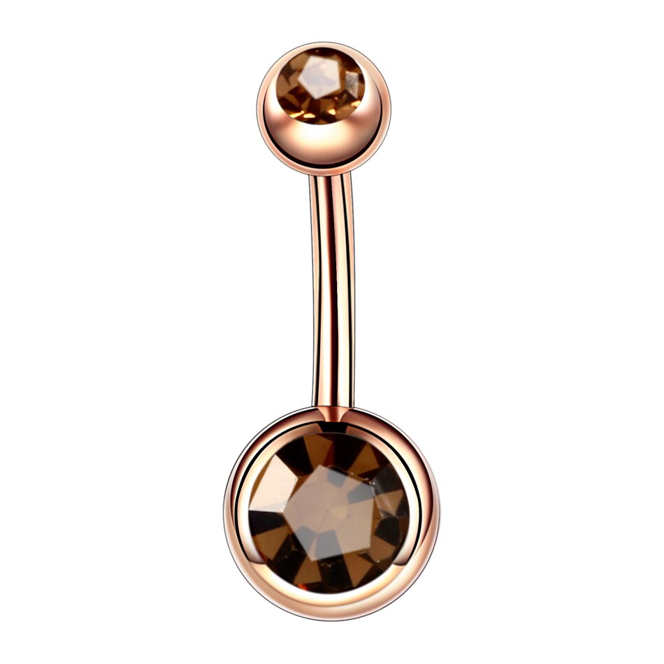 1PC Steel Piercings Ombligo 14G Navel Piercing Belly Button Piercing Nombril Rose Gold Dangle Earring Belly Barbell Body Jewelry: Smoked Topaz