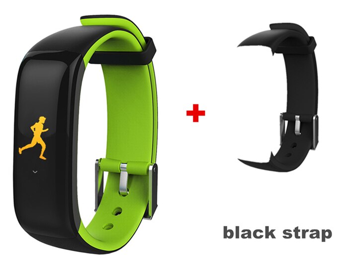 P1 Plus Smart Wristband Color Heart Rate Blood Pressure Monitor IP67 Waterproof H1 Fitness Bracelet sport tracker band: green and black