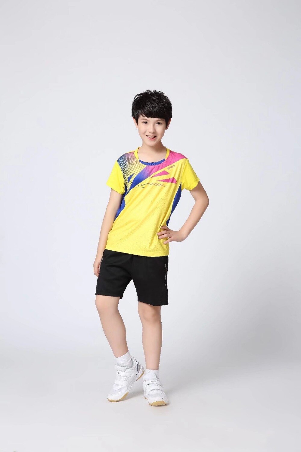 Student Tennis Shirts Sets , Boys Badminton Suit , Kid Table Tennis Clothes , Ping Pong T-Shirt + Shorts Plus Size 3XL XR70