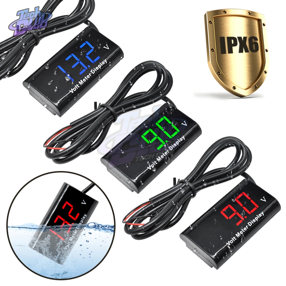Dc 8-18v ipx 6 vandtæt digital voltmeter 12v bilbåd motorcykel 0.56 tommer led display volt spændingsmåler mini tester panel