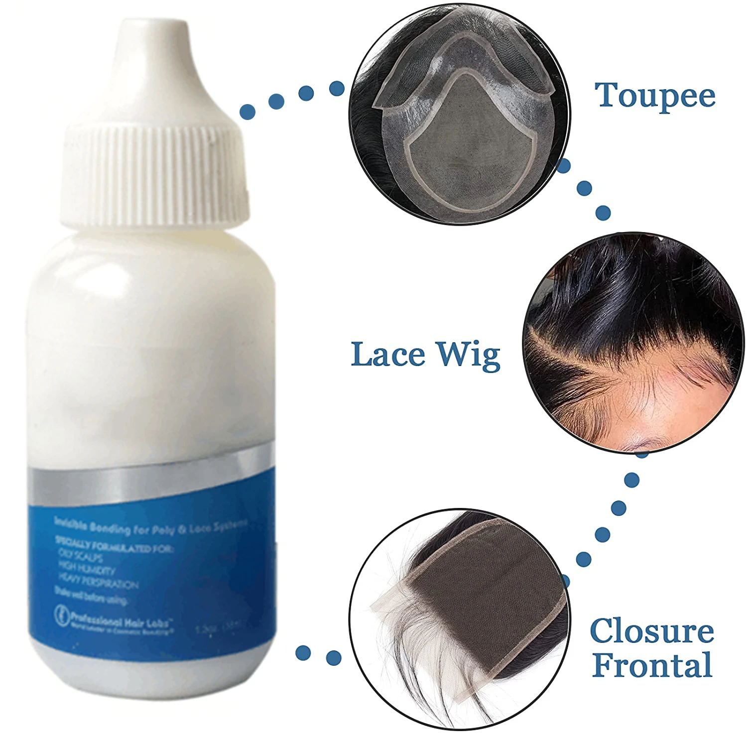 Colle pour perruque Lace Front Wig à forte tenue, imperméable, adhésif de remplacement de cheveux, colle et dissolvant Ghost Bond